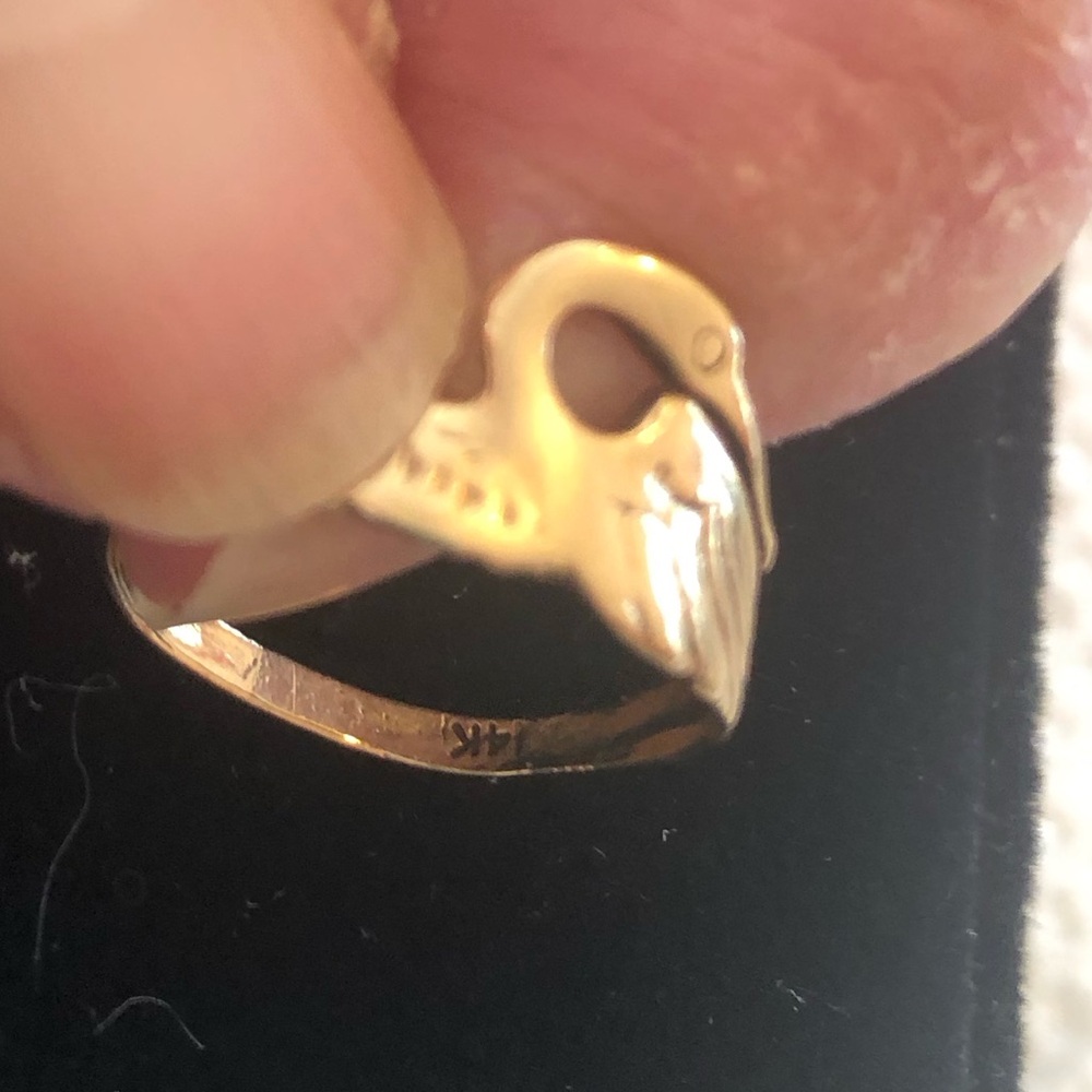 14k gold delicate Crane pinky ring.  Size 4.